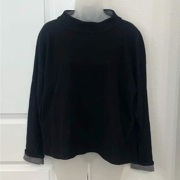 Eileen Fisher Doubleknit Organic Cotton Reversible Mock Neck Top - Picture 5 of 13